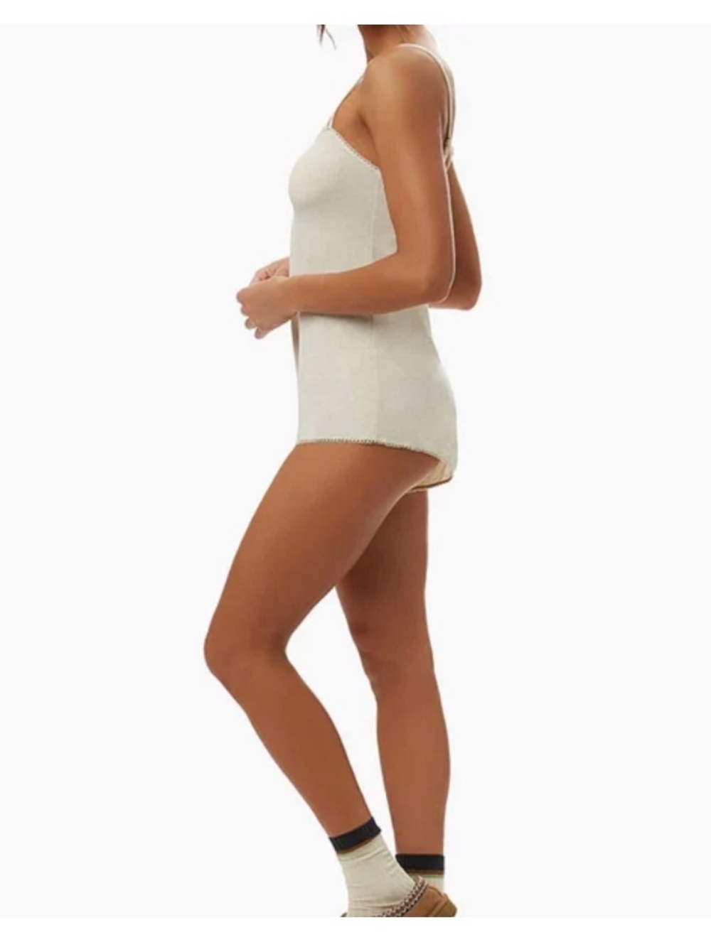 WeWoreWhat Cream Knit Slip Bodysuit